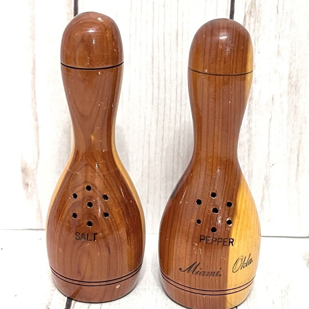 Wood Style Bowling Pins Salt and Pepper Shaker Miami, Florida